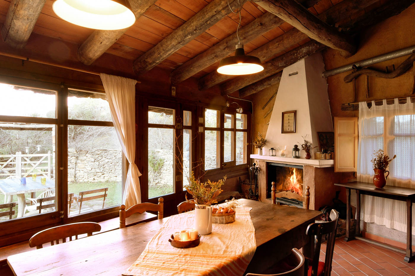 Dining area with doors to gardens